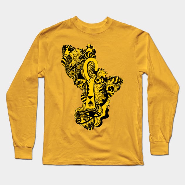 Black and Yellow Horus Ankh Long Sleeve T-Shirt by kenallouis